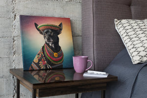 Cowboy Mexicana Black Chihuahua Wall Art Poster-Art-Chihuahua, Dog Art, Home Decor, Poster-1