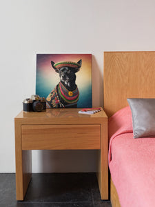 Cowboy Mexicana Black Chihuahua Wall Art Poster-Art-Chihuahua, Dog Art, Home Decor, Poster-7