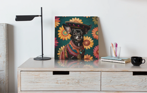 Mexican Tapestry Black Chihuahua Wall Art Poster-Art-Chihuahua, Dog Art, Home Decor, Poster-6