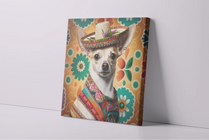 Mexican Tapestry Cream Chihuahua Wall Art Poster-Art-Chihuahua, Dog Art, Home Decor, Poster-4
