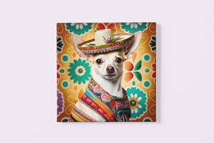 Mexican Tapestry Cream Chihuahua Wall Art Poster-Art-Chihuahua, Dog Art, Home Decor, Poster-3