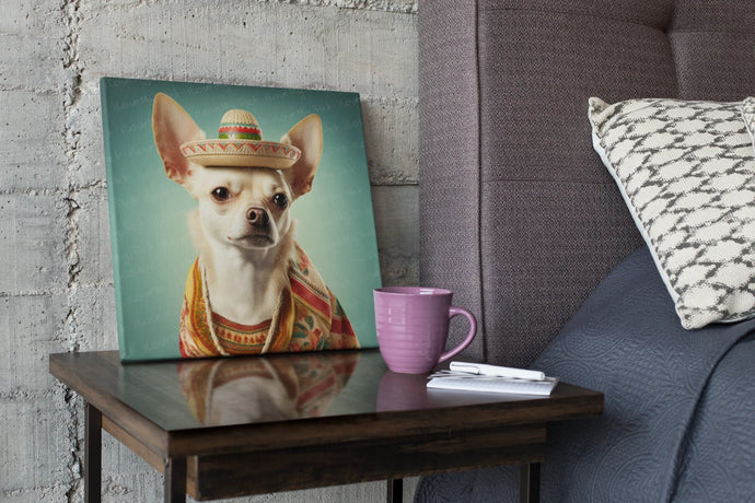 Sombrero Serenade Cream Chihuahua Wall Art Poster-Art-Chihuahua, Dog Art, Home Decor, Poster-1