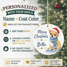 Load image into Gallery viewer, Chihuahua Dog Ornament - Watercolor Artwork Merry Christmas Design - Personalized with Name-Christmas Ornament-Chihuahua,Christmas,Personalize Artwork-2