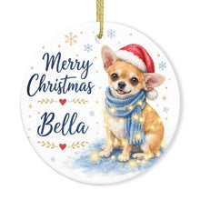 Load image into Gallery viewer, Chihuahua Dog Ornament - Watercolor Artwork Merry Christmas Design - Personalized with Name-Christmas Ornament-Chihuahua,Christmas,Personalize Artwork-3