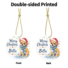 Load image into Gallery viewer, Chihuahua Dog Ornament - Watercolor Artwork Merry Christmas Design - Personalized with Name-Christmas Ornament-Chihuahua,Christmas,Personalize Artwork-4