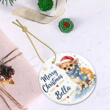 Load image into Gallery viewer, Chihuahua Dog Ornament - Watercolor Artwork Merry Christmas Design - Personalized with Name-Christmas Ornament-Chihuahua,Christmas,Personalize Artwork-6