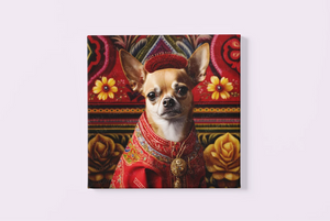 Mexican Tapestry Red Chihuahua Wall Art Poster-Art-Chihuahua, Dog Art, Home Decor, Poster-3