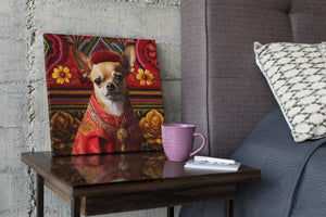 Mexican Tapestry Red Chihuahua Wall Art Poster-Art-Chihuahua, Dog Art, Home Decor, Poster-1