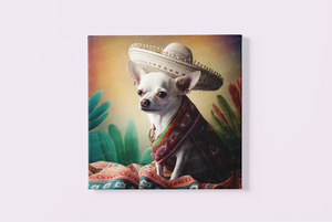 Sombrero Serenade White Chihuahua Wall Art Poster-Art-Chihuahua, Dog Art, Home Decor, Poster-3