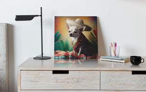 Sombrero Serenade White Chihuahua Wall Art Poster-Art-Chihuahua, Dog Art, Home Decor, Poster-6