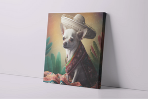 Sombrero Serenade White Chihuahua Wall Art Poster-Art-Chihuahua, Dog Art, Home Decor, Poster-4