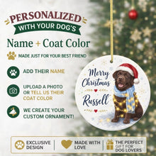 Load image into Gallery viewer, Chocolate Labrador Dog Ornament - Watercolor Artwork Merry Christmas Design - Personalized with Name-Christmas Ornament-Chocolate Labrador,Christmas,Personalize Artwork-2