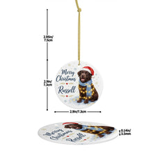 Load image into Gallery viewer, Chocolate Labrador Dog Ornament - Watercolor Artwork Merry Christmas Design - Personalized with Name-Christmas Ornament-Chocolate Labrador,Christmas,Personalize Artwork-5