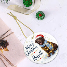 Load image into Gallery viewer, Chocolate Labrador Dog Ornament - Watercolor Artwork Merry Christmas Design - Personalized with Name-Christmas Ornament-Chocolate Labrador,Christmas,Personalize Artwork-6