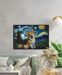 Starry Night Serenade Corgi Wall Art Poster-Art-Corgi, Dog Art, Dog Dad Gifts, Dog Mom Gifts, Home Decor, Poster-2