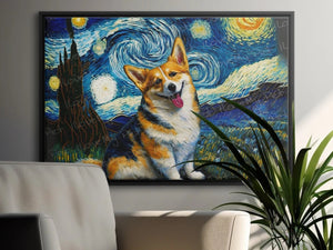Starry Night Serenade Corgi Wall Art Poster-Art-Corgi, Dog Art, Dog Dad Gifts, Dog Mom Gifts, Home Decor, Poster-3
