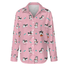 Load image into Gallery viewer, Cutest Black and White Husky Love Women's Shirt