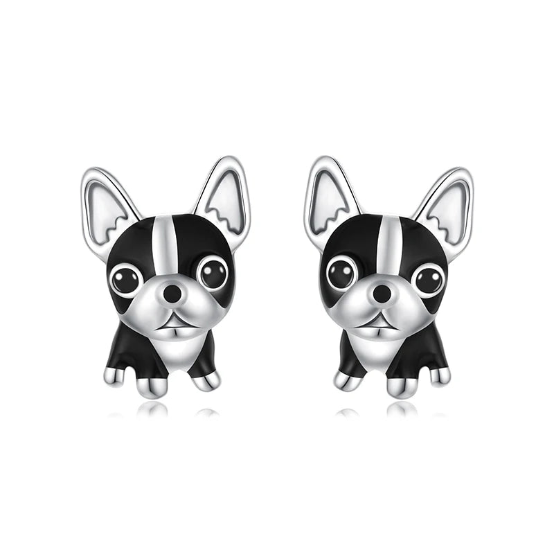 Cutest Boston Terrier Love Sterling Silver Earrings