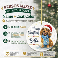 Load image into Gallery viewer, Dachshund Dog Ornament - Watercolor Artwork Merry Christmas Design - Personalized with Name-Christmas Ornament-Christmas,Dachshund,Personalize Artwork-2