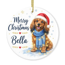 Load image into Gallery viewer, Dachshund Dog Ornament - Watercolor Artwork Merry Christmas Design - Personalized with Name-Christmas Ornament-Christmas,Dachshund,Personalize Artwork-3