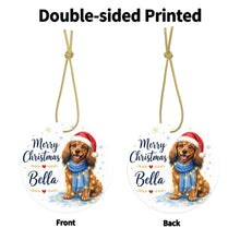 Load image into Gallery viewer, Dachshund Dog Ornament - Watercolor Artwork Merry Christmas Design - Personalized with Name-Christmas Ornament-Christmas,Dachshund,Personalize Artwork-5