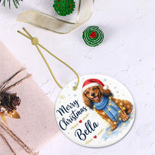 Load image into Gallery viewer, Dachshund Dog Ornament - Watercolor Artwork Merry Christmas Design - Personalized with Name-Christmas Ornament-Christmas,Dachshund,Personalize Artwork-6