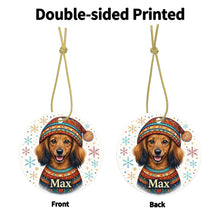 Load image into Gallery viewer, Dachshund Ornament - Christmas Folk Art Design - Personalize with Photo and Name