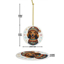 Load image into Gallery viewer, Dachshund Ornament - Christmas Folk Art Design - Personalize with Photo and Name