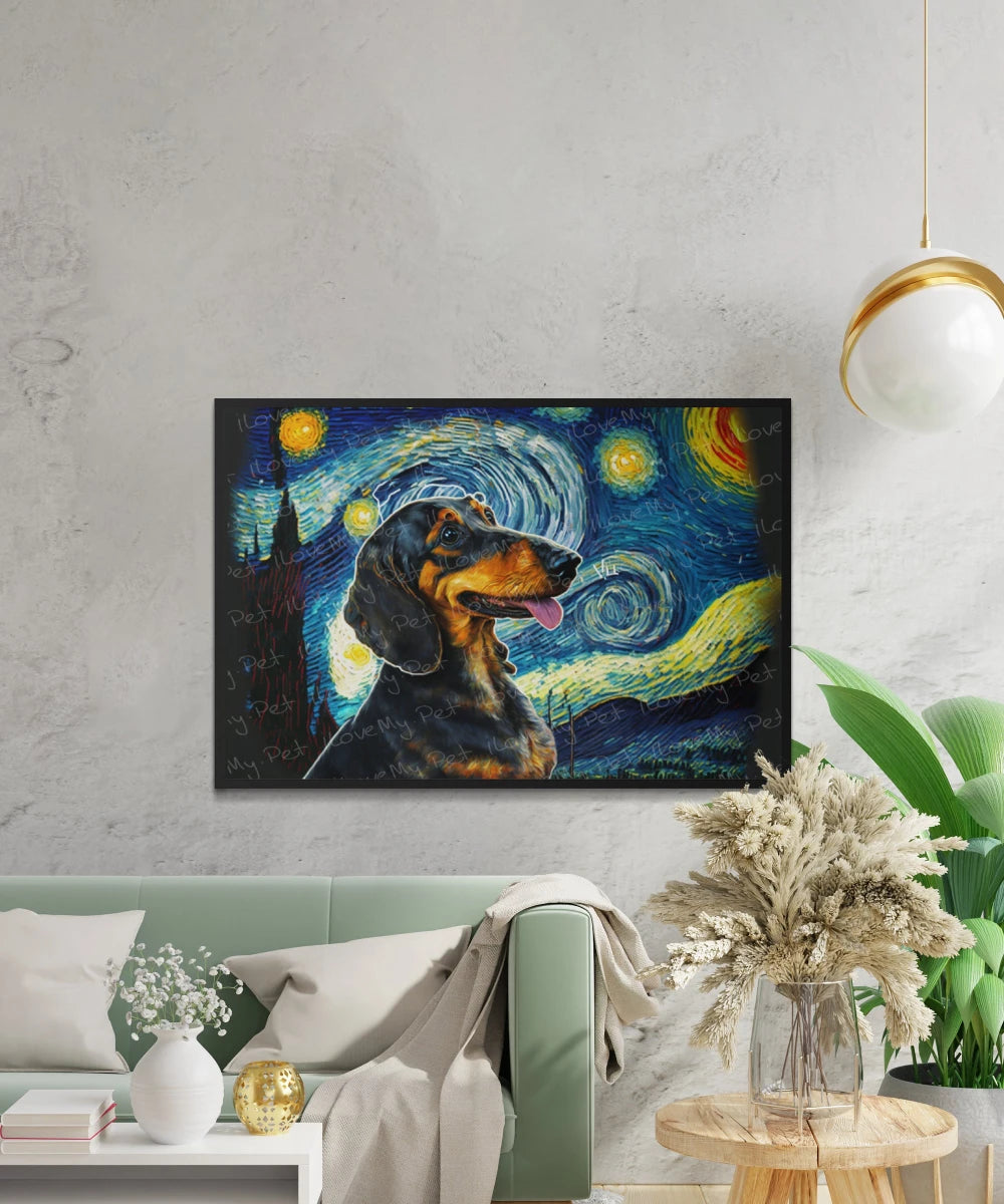 Starry Night Serenade Dachshund Wall Art Poster-Art-Dachshund, Dog Art, Dog Dad Gifts, Dog Mom Gifts, Home Decor, Poster-2