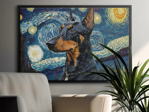 Starry Night Serenade Doberman Wall Art Poster-Art-Doberman, Dog Art, Dog Dad Gifts, Dog Mom Gifts, Home Decor, Poster-3