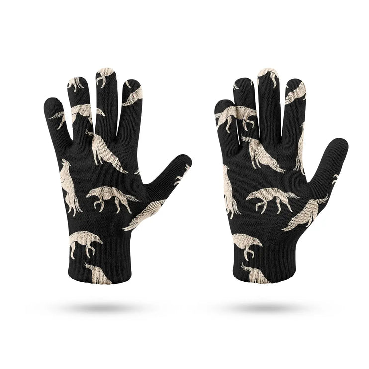 Elegant Borzoi in Graceful Motion Touch Screen Gloves-Accessories-Accessories, Dog Dad Gifts, Dog Mom Gifts, Gloves-13