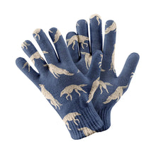 Load image into Gallery viewer, Elegant Borzoi in Graceful Motion Touch Screen Gloves-Accessories-Accessories, Dog Dad Gifts, Dog Mom Gifts, Gloves-Navy-1