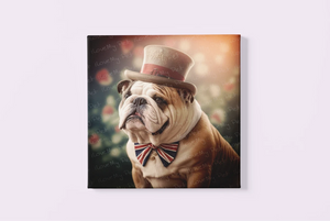 Sir Wrinkles of Bulldogshire Wall Art Poster-Art-Dog Art, English Bulldog, Home Decor, Poster-Framed Light Canvas-Medium - 12x12"-2