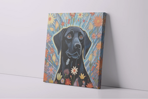 Floral Embrace Black Labrador Framed Wall Art Poster-Art-Black Labrador, Dog Art, Home Decor, Labrador, Poster-4