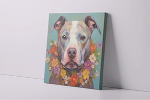 Floral Embrace Pit Bull Terrier Framed Wall Art Poster-Art-Dog Art, Home Decor, Pit Bull, Poster-4