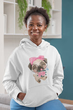 Load image into Gallery viewer, Flower Bouquet Girl Pug Women&#39;s Cotton Fleece Hoodie Sweatshirt - 4 Colors-Apparel-Apparel, Hoodie, Pug, Sweatshirt-2