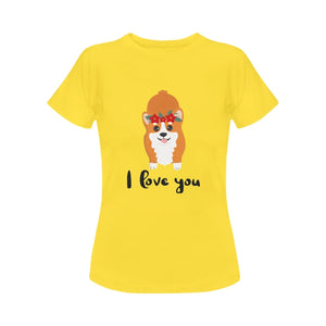 Flower Tiara Corgi Girl Love Women's Cotton T-Shirts-Apparel-Apparel, Corgi, Shirt, T Shirt-7
