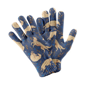 Flower Garden Borzoi Touch Screen Gloves-Accessories-Accessories, Dog Dad Gifts, Dog Mom Gifts, Gloves-Navy-4