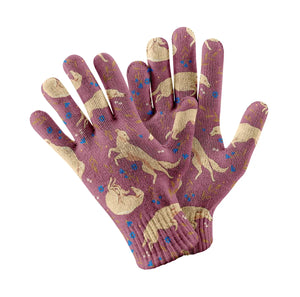 Flower Garden Borzoi Touch Screen Gloves-Accessories-Accessories, Dog Dad Gifts, Dog Mom Gifts, Gloves-Rose gold-3