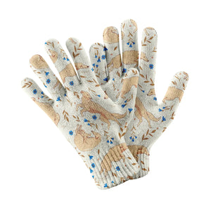 Flower Garden Borzoi Touch Screen Gloves-Accessories-Accessories, Dog Dad Gifts, Dog Mom Gifts, Gloves-White-2