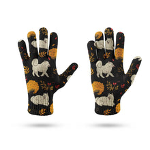 Load image into Gallery viewer, Fluffy Samoyeds in Autumn Bliss Touch Screen Gloves-Accessories-Accessories, Dog Dad Gifts, Dog Mom Gifts, Gloves-13