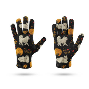 Fluffy Samoyeds in Autumn Bliss Touch Screen Gloves-Accessories-Accessories, Dog Dad Gifts, Dog Mom Gifts, Gloves-13