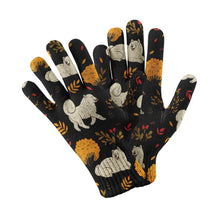 Load image into Gallery viewer, Fluffy Samoyeds in Autumn Bliss Touch Screen Gloves-Accessories-Accessories, Dog Dad Gifts, Dog Mom Gifts, Gloves-Black-5