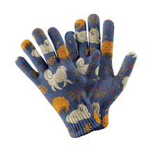 Load image into Gallery viewer, Fluffy Samoyeds in Autumn Bliss Touch Screen Gloves-Accessories-Accessories, Dog Dad Gifts, Dog Mom Gifts, Gloves-Navy-1