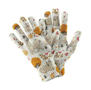 Fluffy Samoyeds in Autumn Bliss Touch Screen Gloves-Accessories-Accessories, Dog Dad Gifts, Dog Mom Gifts, Gloves-White-2