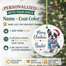 Load image into Gallery viewer, French Bulldog Dog Ornament - Watercolor Artwork Merry Christmas Design - Personalized with Name-Christmas Ornament-Christmas,French Bulldog,Personalize Artwork-2