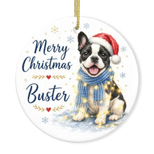 Load image into Gallery viewer, French Bulldog Dog Ornament - Watercolor Artwork Merry Christmas Design - Personalized with Name-Christmas Ornament-Christmas,French Bulldog,Personalize Artwork-3