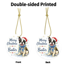 Load image into Gallery viewer, French Bulldog Dog Ornament - Watercolor Artwork Merry Christmas Design - Personalized with Name-Christmas Ornament-Christmas,French Bulldog,Personalize Artwork-4