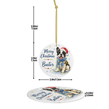 Load image into Gallery viewer, French Bulldog Dog Ornament - Watercolor Artwork Merry Christmas Design - Personalized with Name-Christmas Ornament-Christmas,French Bulldog,Personalize Artwork-5
