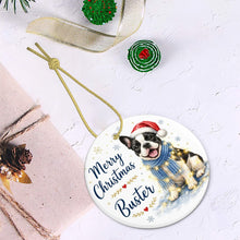 Load image into Gallery viewer, French Bulldog Dog Ornament - Watercolor Artwork Merry Christmas Design - Personalized with Name-Christmas Ornament-Christmas,French Bulldog,Personalize Artwork-6